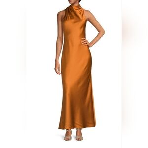 Alex Marie Bronze Satin Maxi Dress